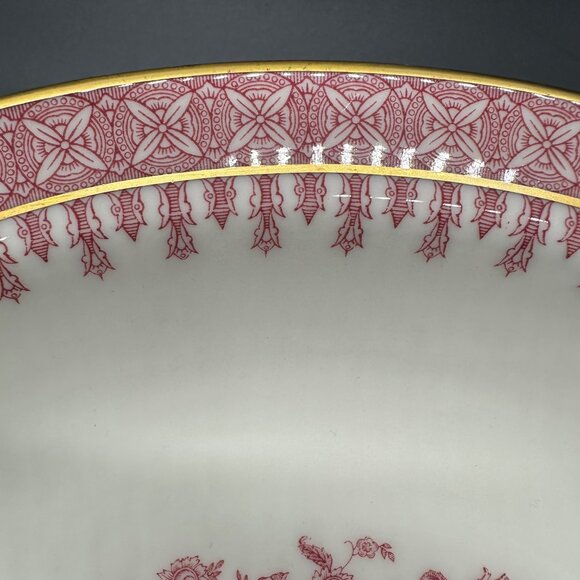 Vintage Oval Vegetable Serving Bowl Theodore Haviland Cambridge Crimson Tree 50s - Picture 6 of 9